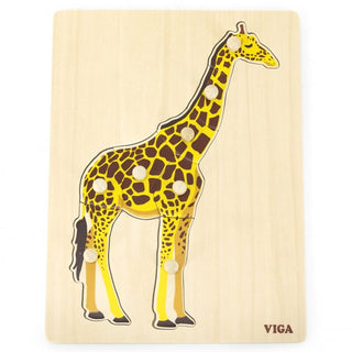 Žirafe, Montessori koka puzle ar rokturīšiem