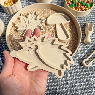 Autumn eco sensory tray set- leaf, mushroom, hedgehog