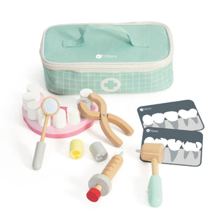 Dentist wooden toy set in a bag