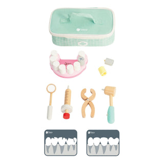 Dentist wooden toy set in a bag