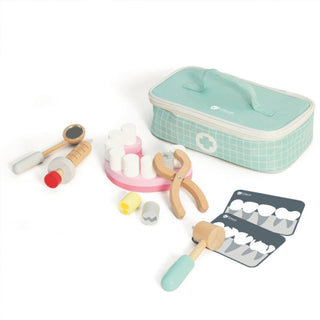 Dentist wooden toy set in a bag