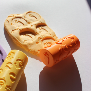 Lieldienu plastilīna rullīši, tekstūras rullīši ar stampiņu