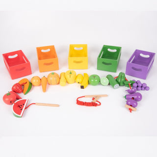 The large wooden sorting and lacing  Fruit & Vegetable with crates