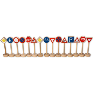 Ceļazīmes - koka rotaļu ceļazīmju komplekts. 15 gab, Goki
