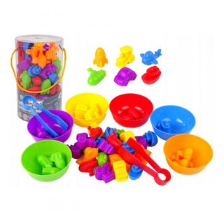 Transportation - color sorting set with tweezers and cups