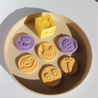 Lieldienu stampiņas kubs- 6in1 Lieldienu pavasara tekstūras kubs plastilīnam