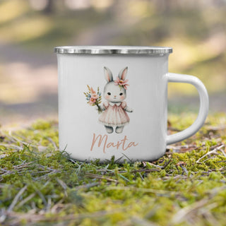 Personalised cup for children - easter bunny in a pink dress
