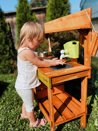 Outdoor wooden play kitchen