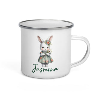 Personalised cup for children - easter bunny in a green dress