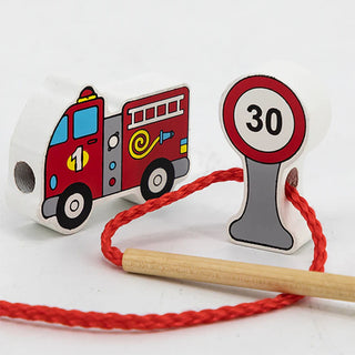 Transportation - wooden lacing bead set