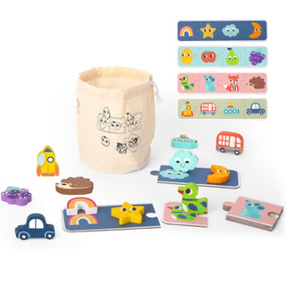 2 in 1 sensory puzzle set with wooden figures