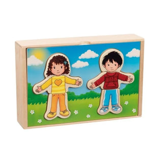 Meitene un zēns - pārģērbšanās puzle kastītē, Goki