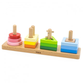 Wooden geometric figure sorter with 4 different types