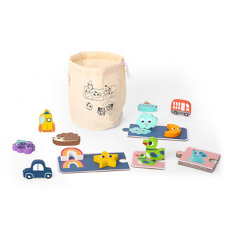 2 in 1 sensory puzzle set with wooden figures