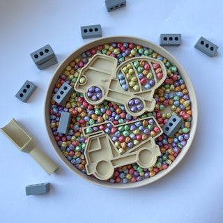 Būvlaukuma eko sensoro rotaļu formiņu komplekts- celtniecības transportlīdzekļi 2 gab