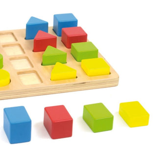 Geometric shapes wooden sorting board