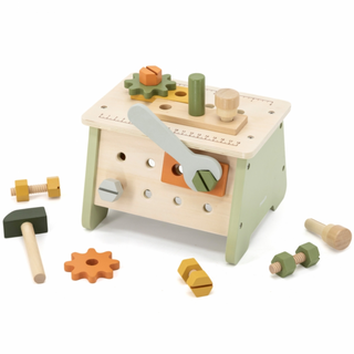 Wooden kids workbench-toolbox with tools  2 in 1, 30 pcs