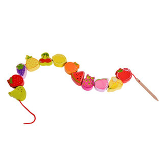 Fruits wooden threading beads with a needle