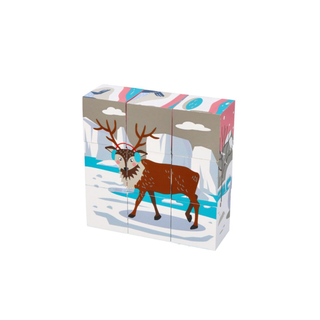 Polar animals wooden cube block puzzle 6 in 1