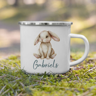 Personalised cup for children - easter bunny and blue name