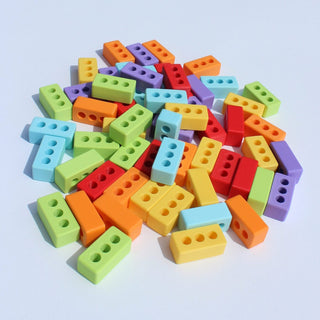 Varavīksnes eko ķieģeļi, 60 gab spēļu ķieģeļi sensorajām rotaļām bērniem Rainbow Eco bricks