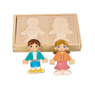 Wooden magnetic dress up puzzle boy and girl