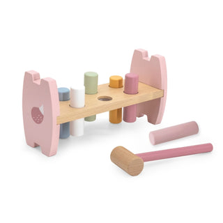 Attīstošo koka rotaļlietu komplekts- āmurēšanas spēle un piramīda, Lapsa