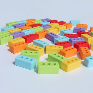 Varavīksnes eko ķieģeļi, 60 gab spēļu ķieģeļi sensorajām rotaļām bērniem Rainbow Eco bricks