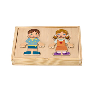 Wooden magnetic dress up puzzle boy and girl