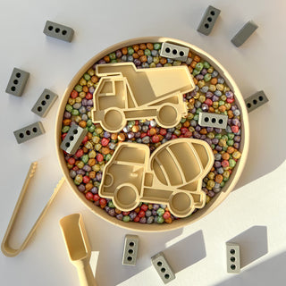 Būvlaukuma eko sensoro rotaļu formiņu komplekts- celtniecības transportlīdzekļi 2 gab