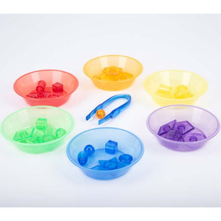 Translucent colored sorting bowls, 6 pcs