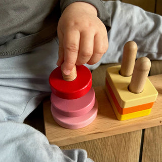 Wooden geometric figure sorter with 4 different types
