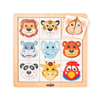 Match animal faces- wooden puzle with a base