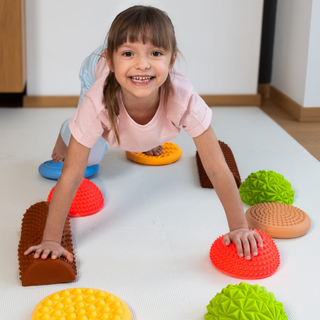 Large pastel sensory balance massage path, 11 elements