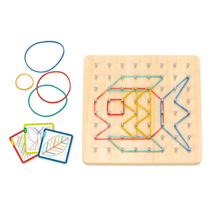 Wooden geoboard with picture cards