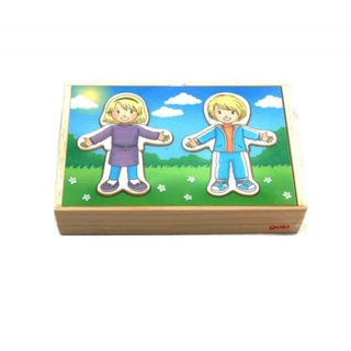 Boy and girl dress up puzzle box