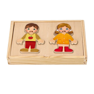 Wooden magnetic dress up puzzle boy and girl