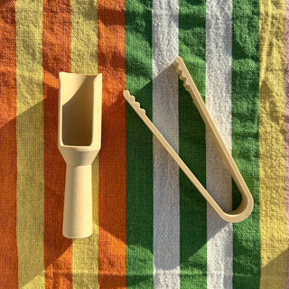 Sensory duo tool set for kids- scoop and tweezers, beige