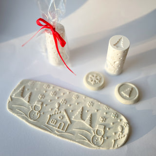 Ziemas ainiņa- ziemas tekstūras rullītis plastilīnam ar stampiņām abos galos