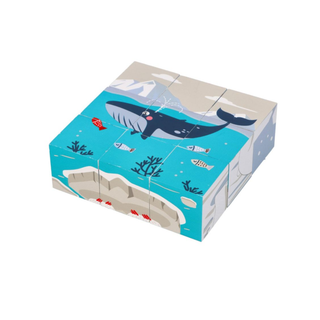 Polar animals wooden cube block puzzle 6 in 1