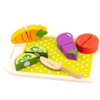 Wooden vegetable cutting board with velcro