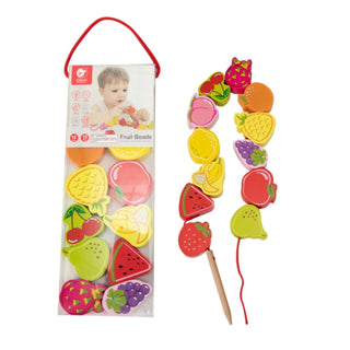 Fruits wooden threading beads with a needle