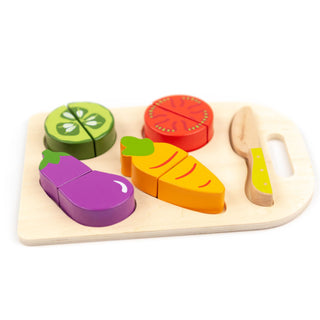 Wooden vegetable cutting board with velcro