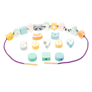 Pastel motor skills toy set from 18 months- pop up game and threading beds