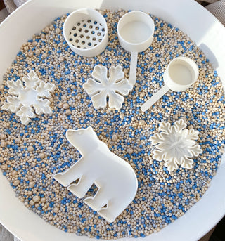 Ziemas sensoro rotaļu komplekts ar sniegpārslām un polārlāci- viss iekļauts