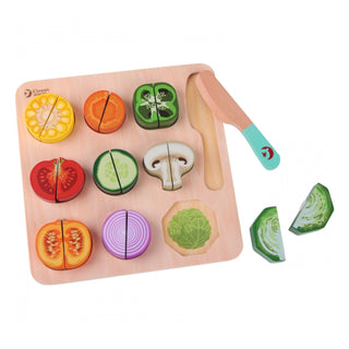 Sliced vegetable wooden puzzle with velcro