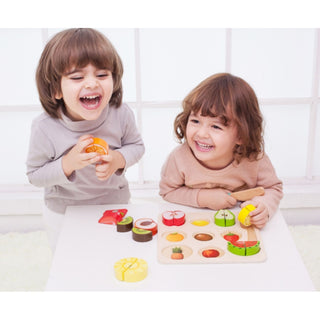 Sliced fruit wooden puzzle with velcro