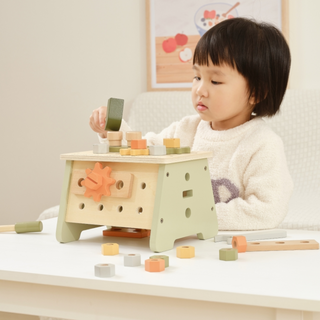 Wooden kids workbench-toolbox with tools  2 in 1, 30 pcs