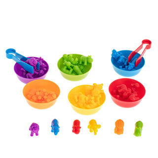 Animals - color sorting set with tweezers and cups