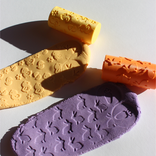 Lieldienu plastilīna rullīši, tekstūras rullīši ar stampiņu